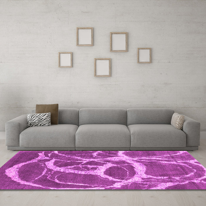 Machine Washable Abstract Pink Contemporary Rug in a Living Room, wshcon2593pnk