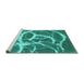 Sideview of Machine Washable Abstract Turquoise Contemporary Area Rugs, wshcon2593turq