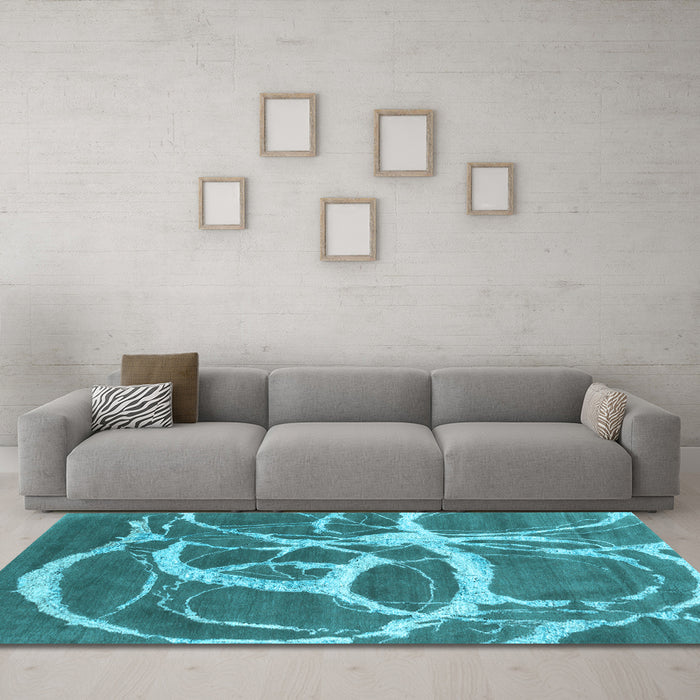 Machine Washable Abstract Light Blue Contemporary Rug in a Living Room, wshcon2593lblu