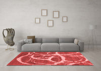 Machine Washable Abstract Red Contemporary Rug, wshcon2593red