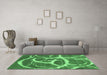 Machine Washable Abstract Emerald Green Contemporary Area Rugs in a Living Room,, wshcon2593emgrn