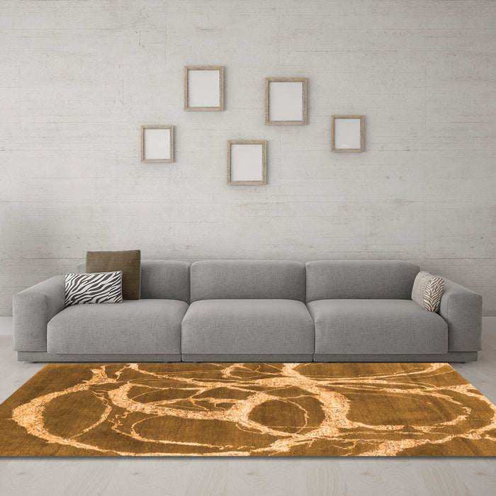 Machine Washable Abstract Orange Contemporary Area Rugs in a Living Room, wshcon2593org