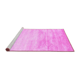 Sideview of Machine Washable Abstract Pink Contemporary Rug, wshcon2594pnk