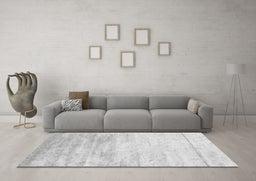 Machine Washable Abstract Gray Contemporary Rug in a Living Room,, wshcon2594gry