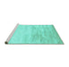 Sideview of Machine Washable Abstract Turquoise Contemporary Area Rugs, wshcon2594turq