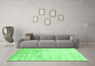 Machine Washable Abstract Emerald Green Contemporary Area Rugs in a Living Room,, wshcon2594emgrn