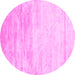 Round Abstract Pink Contemporary Rug, con2594pnk