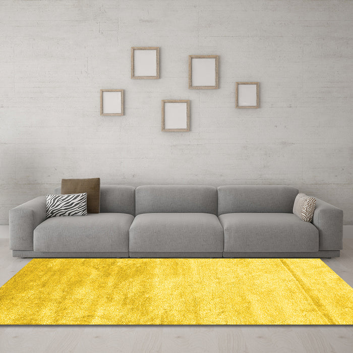 Machine Washable Abstract Yellow Contemporary Rug in a Living Room, wshcon2594yw