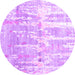 Round Abstract Purple Contemporary Rug, con2595pur