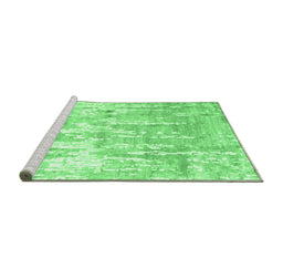 Sideview of Machine Washable Abstract Emerald Green Contemporary Area Rugs, wshcon2595emgrn