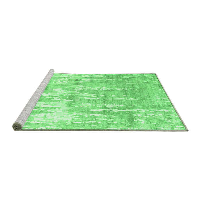Sideview of Machine Washable Abstract Emerald Green Contemporary Area Rugs, wshcon2595emgrn