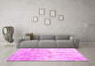 Machine Washable Abstract Pink Contemporary Rug in a Living Room, wshcon2595pnk