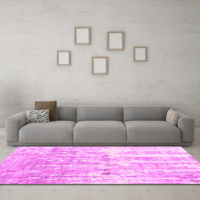 Machine Washable Abstract Pink Contemporary Rug in a Living Room, wshcon2595pnk