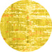 Round Abstract Yellow Contemporary Rug, con2595yw