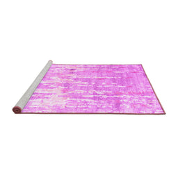 Sideview of Machine Washable Abstract Pink Contemporary Rug, wshcon2595pnk