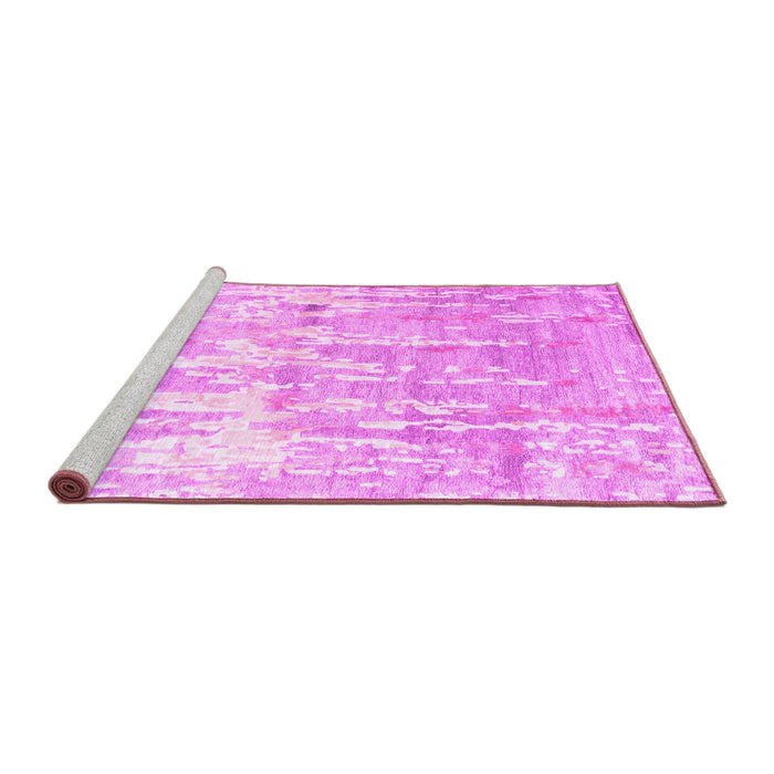 Sideview of Machine Washable Abstract Pink Contemporary Rug, wshcon2595pnk