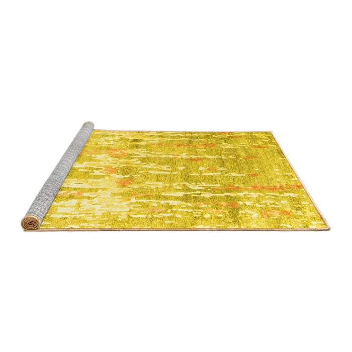 Sideview of Machine Washable Abstract Yellow Contemporary Rug, wshcon2595yw