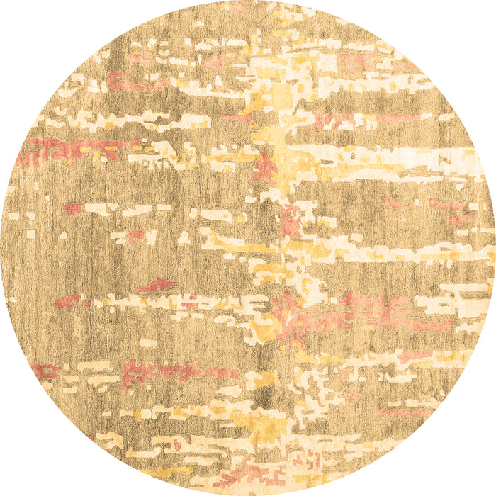 Round Abstract Brown Contemporary Rug, con2595brn