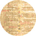 Round Abstract Brown Contemporary Rug, con2595brn