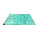 Sideview of Machine Washable Abstract Turquoise Contemporary Area Rugs, wshcon2595turq