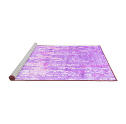 Sideview of Machine Washable Abstract Purple Contemporary Area Rugs, wshcon2595pur