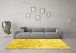 Machine Washable Abstract Yellow Contemporary Rug in a Living Room, wshcon2595yw