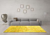 Machine Washable Abstract Yellow Contemporary Rug, wshcon2595yw