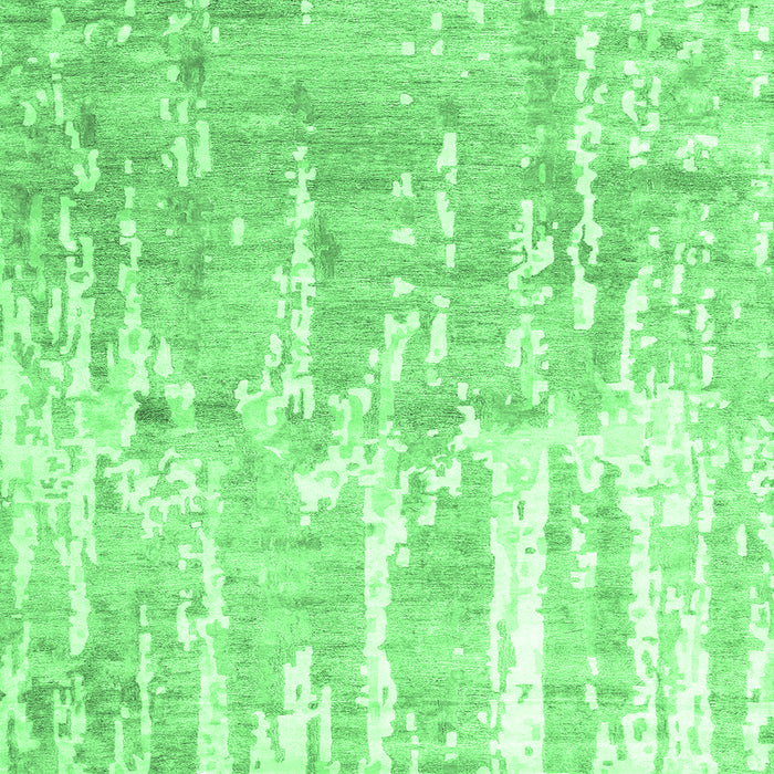 Square Machine Washable Abstract Emerald Green Contemporary Area Rugs, wshcon2595emgrn