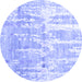 Round Abstract Blue Contemporary Rug, con2595blu