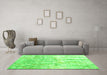 Machine Washable Abstract Green Contemporary Area Rugs in a Living Room,, wshcon2595grn