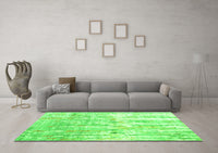 Machine Washable Abstract Green Contemporary Rug, wshcon2595grn