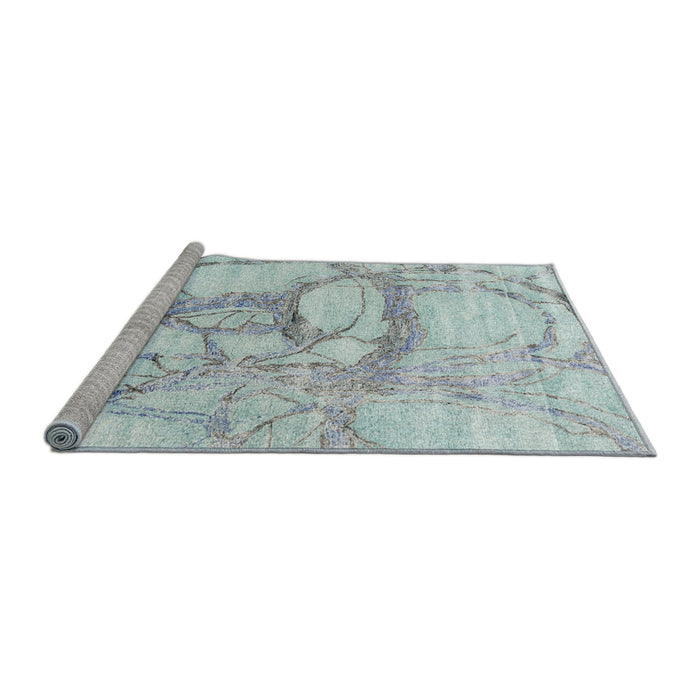 Serging Thickness of Machine Washable Contemporary Powder Blue Rug, wshcon2596