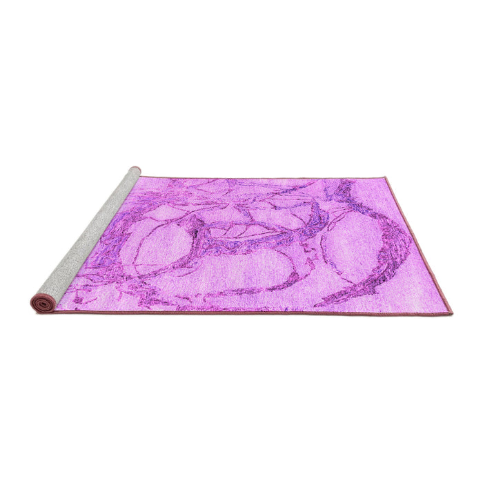 Sideview of Machine Washable Abstract Pink Contemporary Rug, wshcon2596pnk