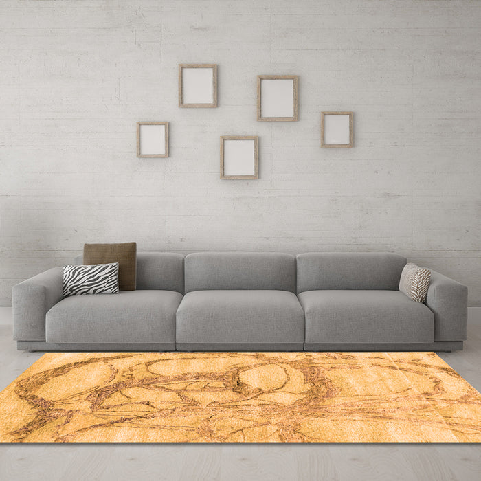 Machine Washable Abstract Orange Contemporary Area Rugs in a Living Room, wshcon2596org