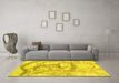 Machine Washable Abstract Yellow Contemporary Rug in a Living Room, wshcon2596yw