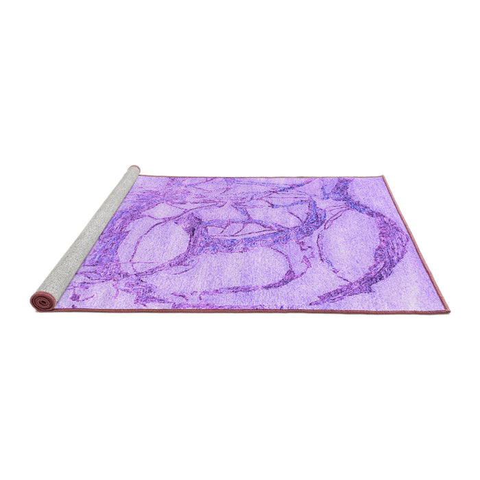 Sideview of Machine Washable Abstract Purple Contemporary Area Rugs, wshcon2596pur