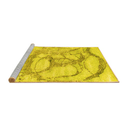 Sideview of Machine Washable Abstract Yellow Contemporary Rug, wshcon2596yw