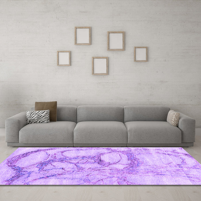 Machine Washable Abstract Purple Contemporary Area Rugs in a Living Room, wshcon2596pur