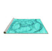 Sideview of Machine Washable Abstract Turquoise Contemporary Area Rugs, wshcon2596turq