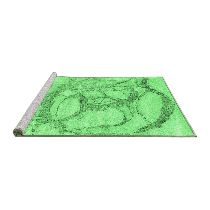Sideview of Machine Washable Abstract Emerald Green Contemporary Area Rugs, wshcon2596emgrn