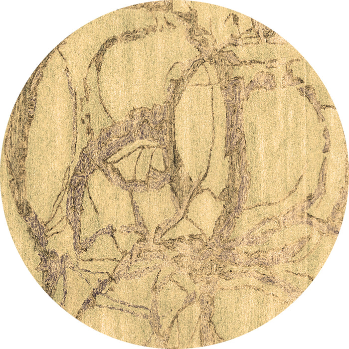 Round Abstract Brown Contemporary Rug, con2596brn