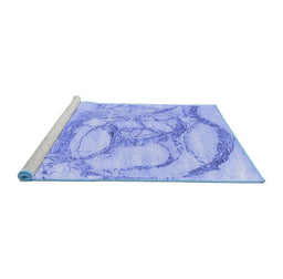 Sideview of Machine Washable Abstract Blue Contemporary Rug, wshcon2596blu