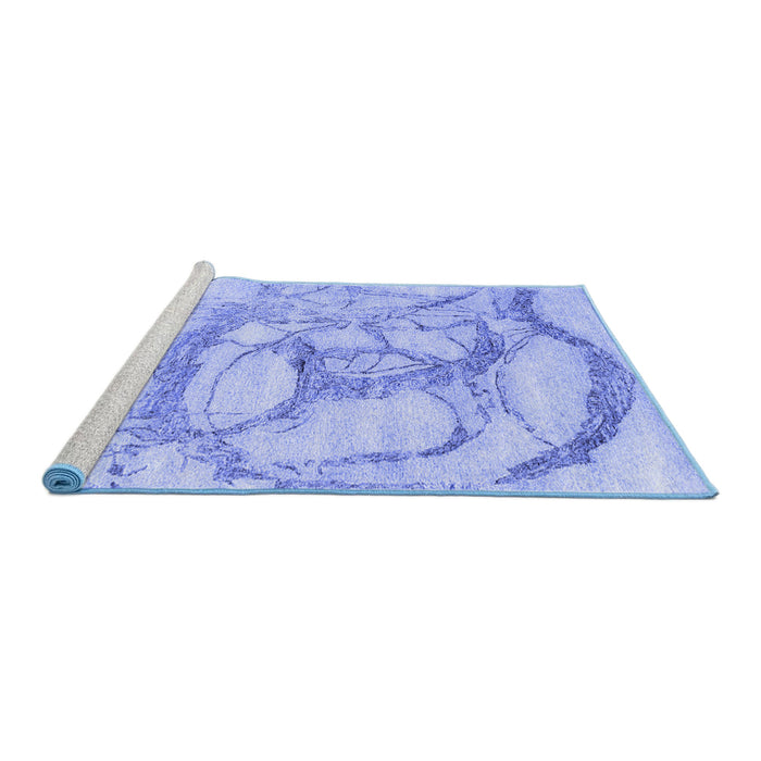 Sideview of Machine Washable Abstract Blue Contemporary Rug, wshcon2596blu