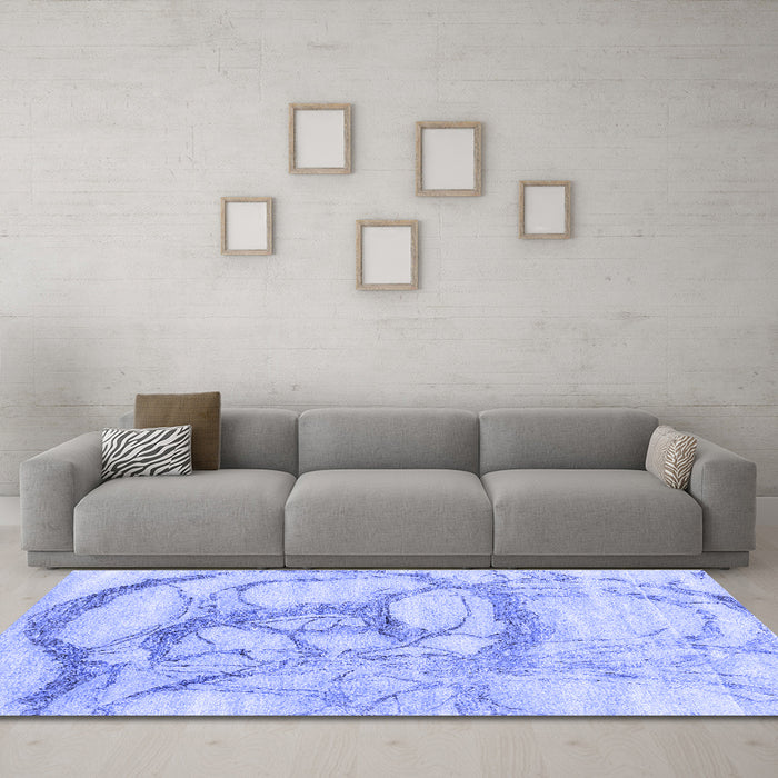 Machine Washable Abstract Blue Contemporary Rug in a Living Room, wshcon2596blu