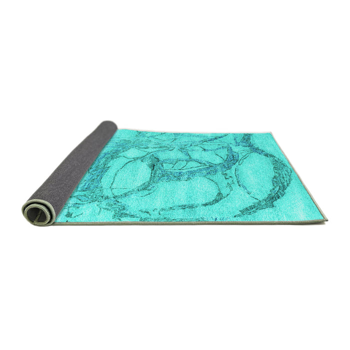 Sideview of Abstract Turquoise Contemporary Rug, con2596turq