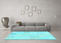 Machine Washable Solid Light Blue Modern Rug, wshcon2597lblu