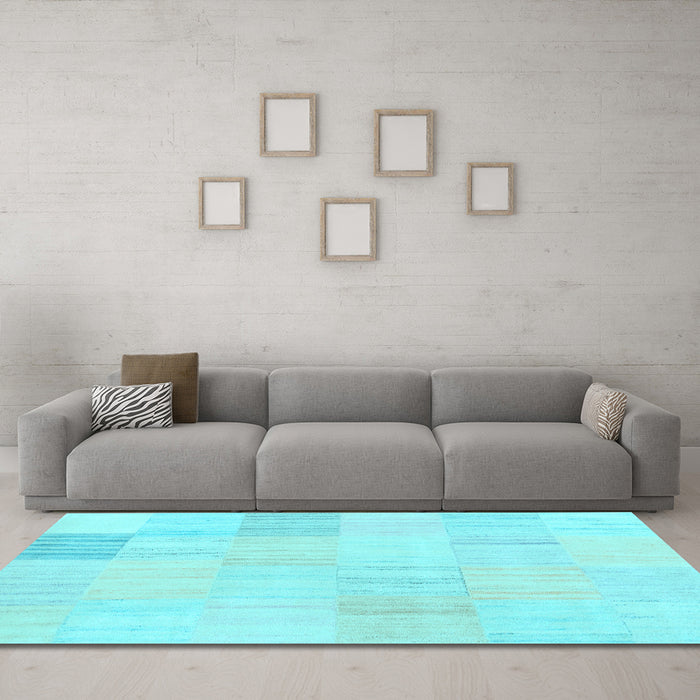 Machine Washable Solid Light Blue Modern Rug in a Living Room, wshcon2597lblu