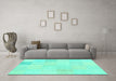 Machine Washable Solid Turquoise Modern Area Rugs in a Living Room,, wshcon2597turq