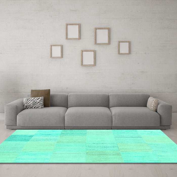 Machine Washable Solid Turquoise Modern Area Rugs in a Living Room,, wshcon2597turq