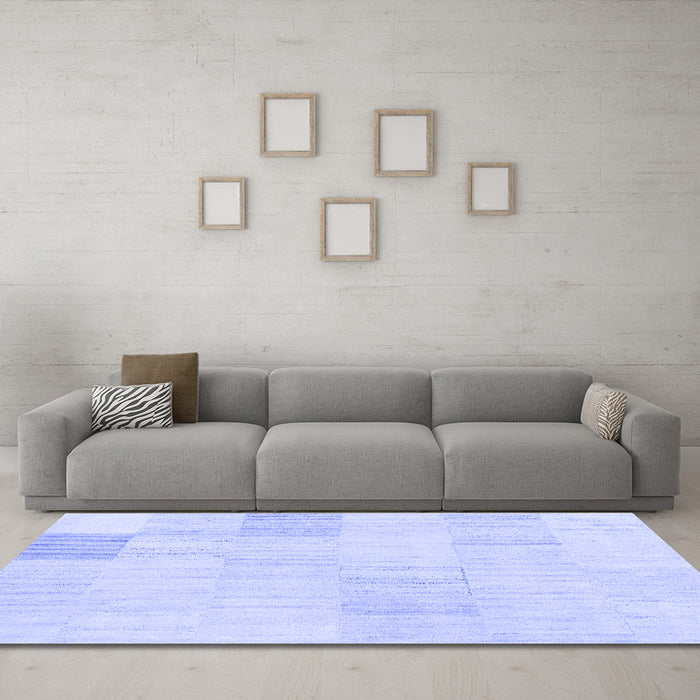 Machine Washable Solid Blue Modern Rug in a Living Room, wshcon2597blu
